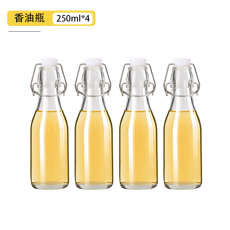 Botella sellada de vidrio de grado alimenticio, hebilla, tapa, aceite de sésamo, botella vacía, olla de aceite de cocina de gran capacidad, botella de bebida condimentada