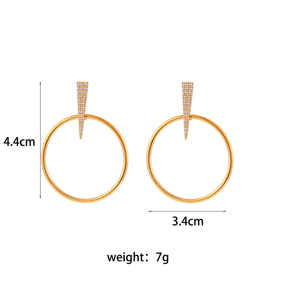 Fashion Circle Stainless Steel Earrings Inlay Zircon Stainless Steel Earrings