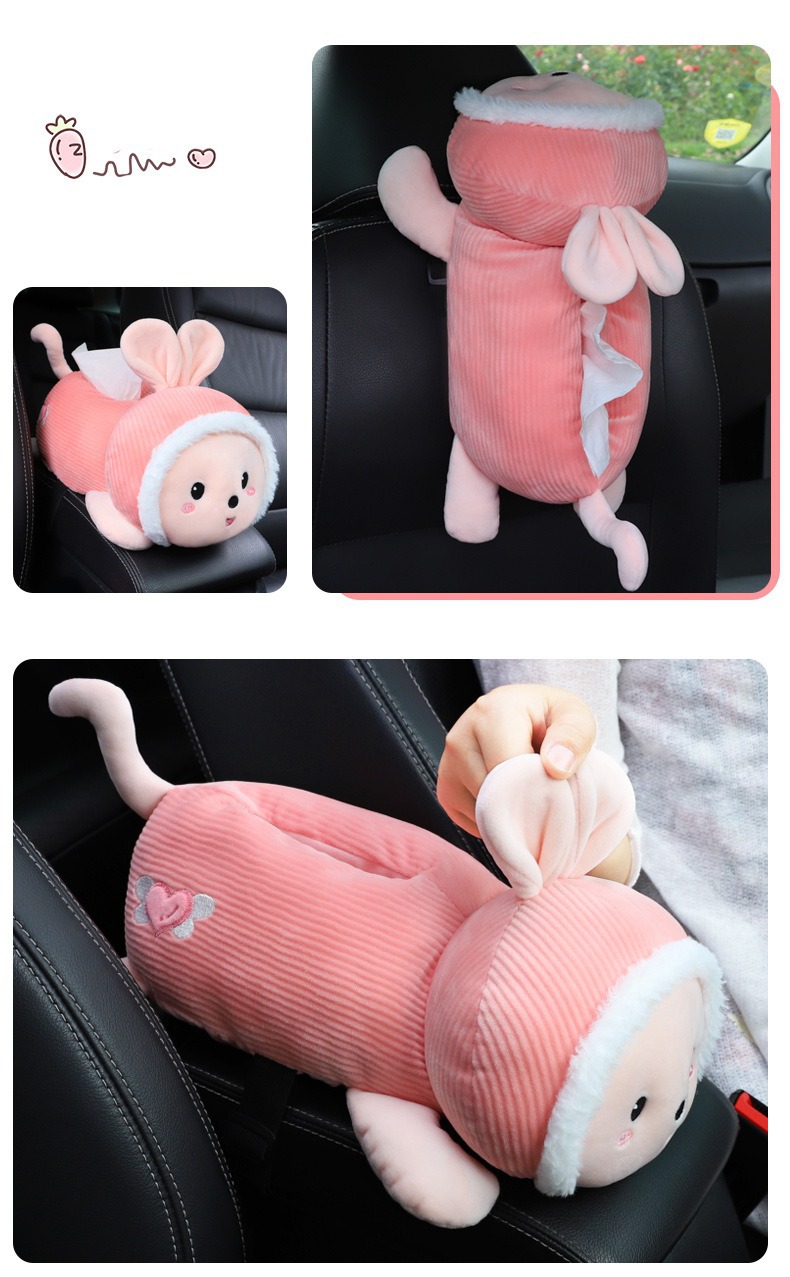 Cute Car Tissue Box Armrest Hanging Creative Cartoon Car Paper Box Car Decoration Supplies for Women