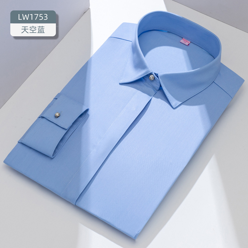 LOGO personalizado camisa de fibra de bambú para mujeres mangas largas sin quemar anti-arrugas ropa de trabajo de negocios camisa blanca image 9