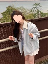 麂皮绒外套女2025春春季韩系穿搭宽松学生夹克上衣薄款刺绣棒球服