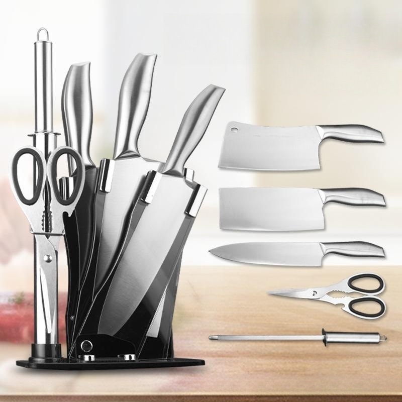 Inventario al por mayor de acero inoxidable 6 piezas cuchillo de cocina conjunto de seis puntos cuchillo de soldadura mango sándwich de seis piezas cuchillo de cocina