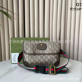 跨境爆款经典老花虎头腰包胸包欧美复古单肩斜挎包男女通用情侣款