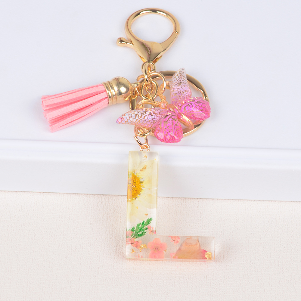 Original Design Letter Butterfly Plastic Epoxy Flowers Bag Pendant Keychain display picture 12