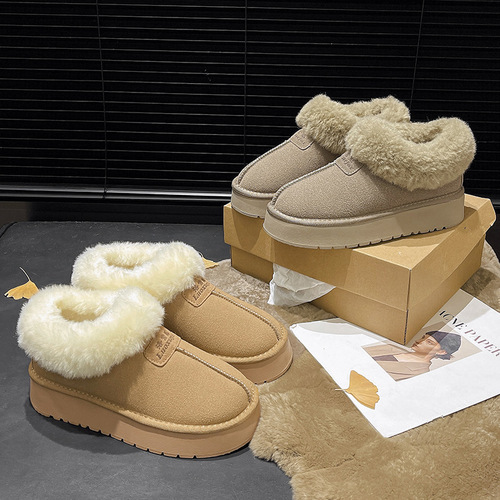 Women's Fashion Fleece Lined and Thick Waterproof Snow Boots with Handmade Thick Soles - Warm Winter Boots with Faux Fur