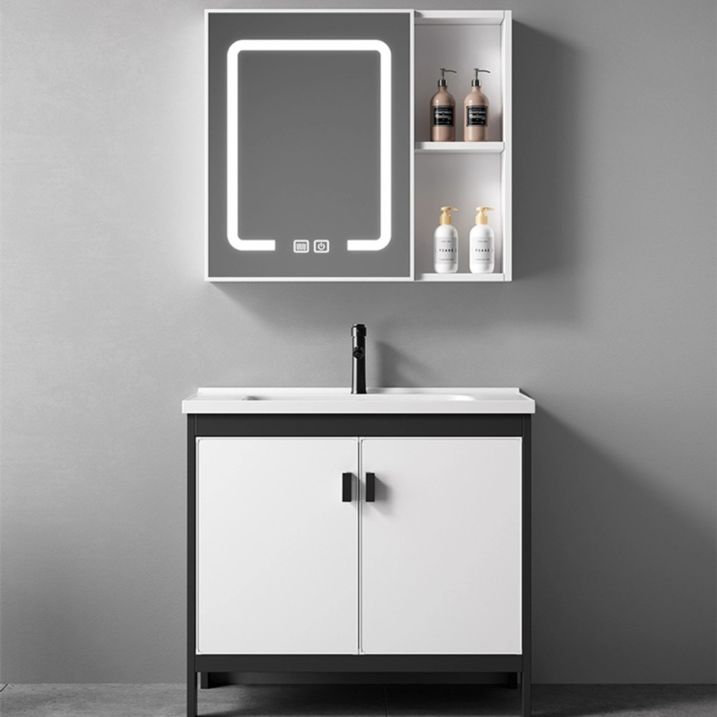 gabinete de baño de aluminio espacial combinado lavabo lavabo cerámica integrado lavabo lavabo inodoro inteligente