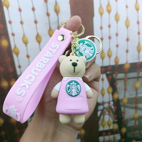 Starba Bear Creative Cartoon Keychain Female Cute School Bag Pendant Doll Ins Internet Celebrity Bag Keychain Chain