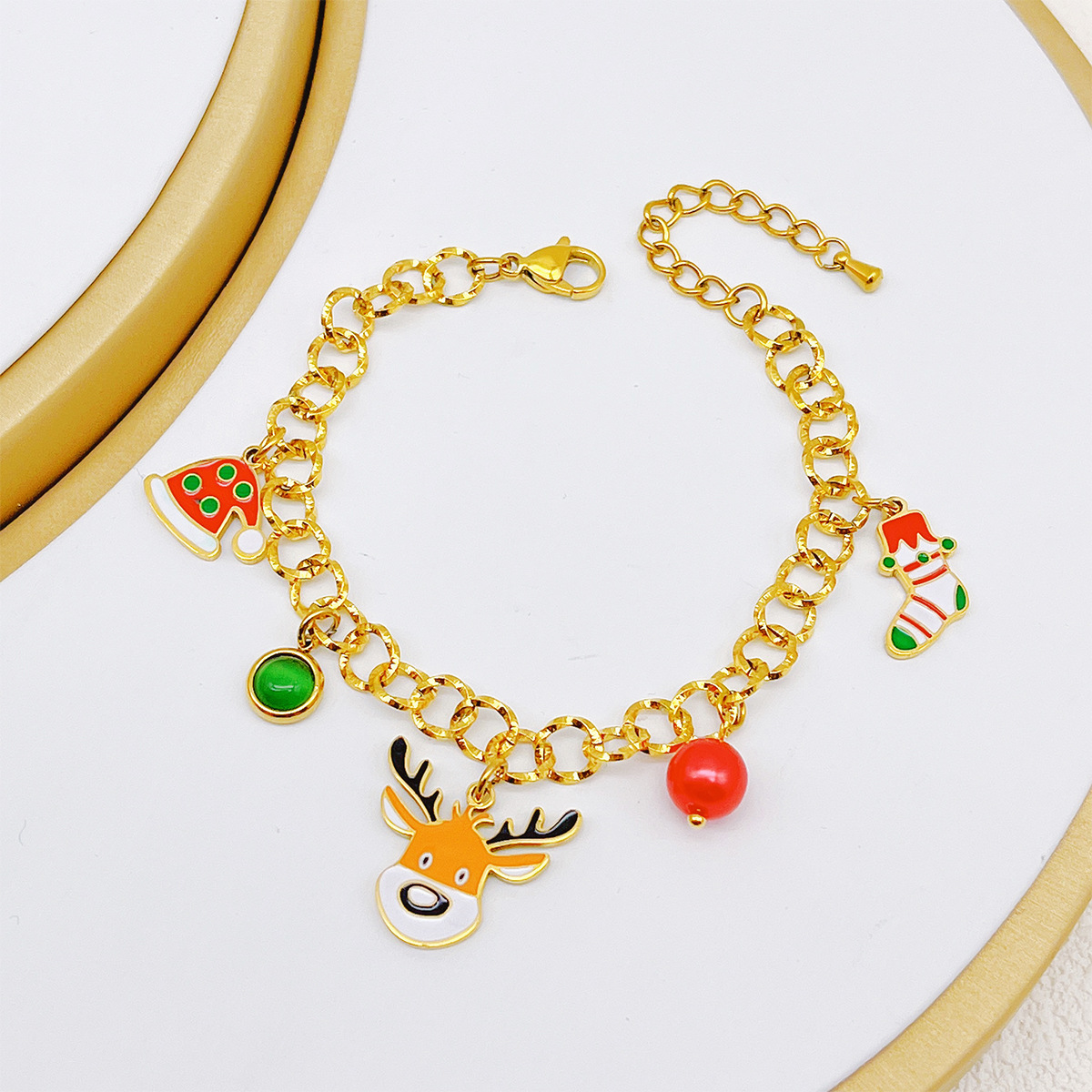 Collar de acero inoxidable de alta calidad de lujo ligero TENA Navidad alce conjunto de joyería de mano de acero de titanio no se desvanece mujer