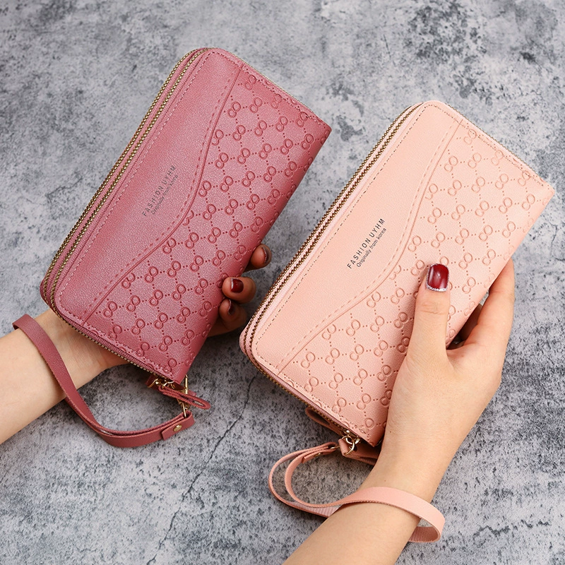 Женский длинный кошелёк на молнии с отделением для телефона многокарманный