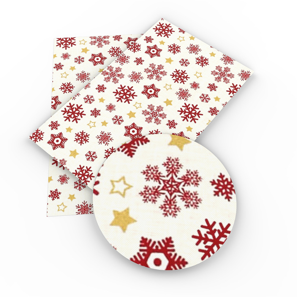 クリスマス雪花模様の薄いポリエステル綿や四面弾ニット生地のプリント生地手作りdiyシャツスカート服装生地