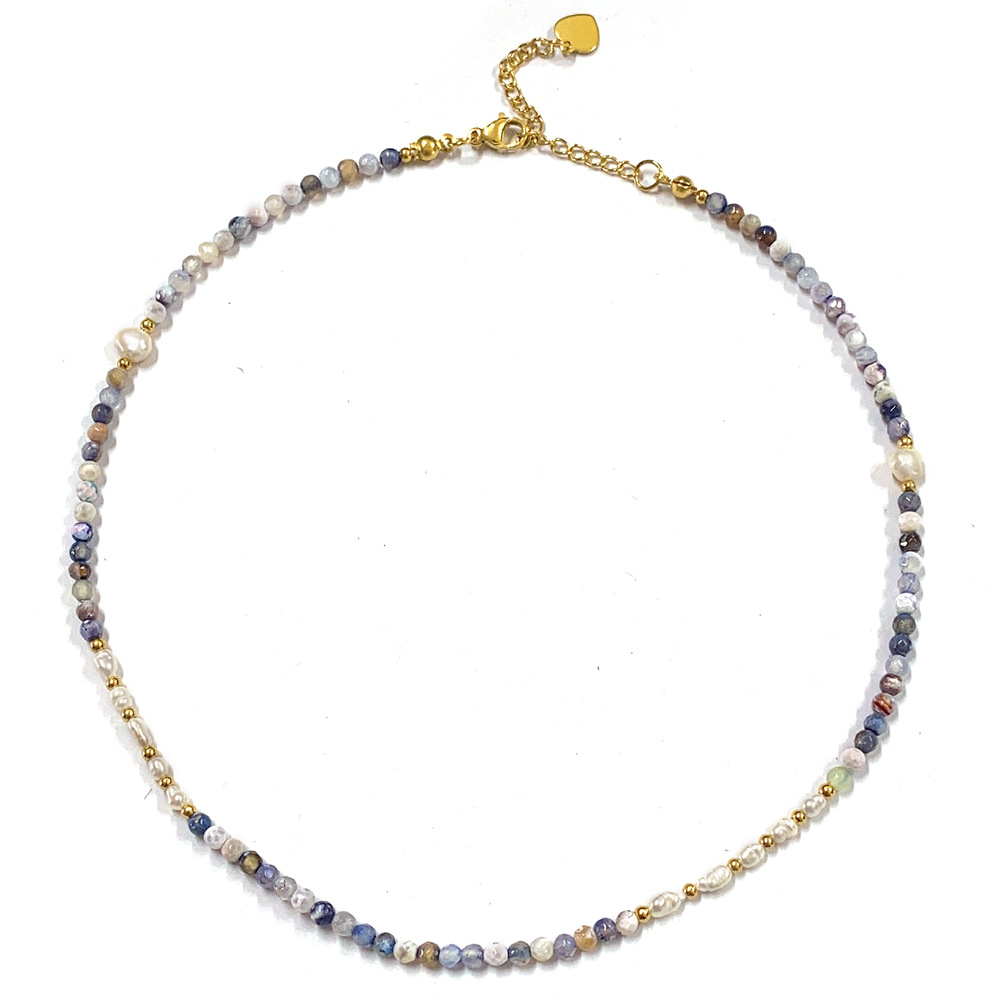40g Weight Beads Pendant Material Necklace Classification Titanium Steel Chain Material 1 Piece Quantity Holiday, Daily Occasion natural stone, Freshwater Pearl, Titanium Steel Material Geometric Pattern Women's Gender Irregular, Chain Design Simple Style Style Simple Style Geometric Natural Stone Freshwater Pearl Titanium Steel Necklace In Bulk 15