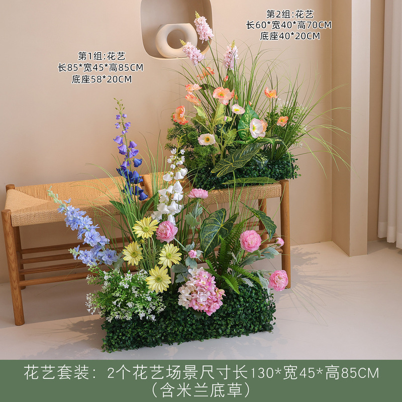 Xuanshuo 造花造園偽緑植物屋内ホテルの窓装飾組み合わせ装飾ハイエンドのバイオニック植物フラワーアート|undefined