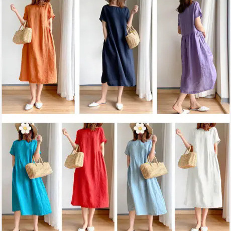 chubby girl plus size Short-sleeved dress Age-reducing Cute Doll Dress Loose Artistic Mori Style Women's plus size Mid-length Dress