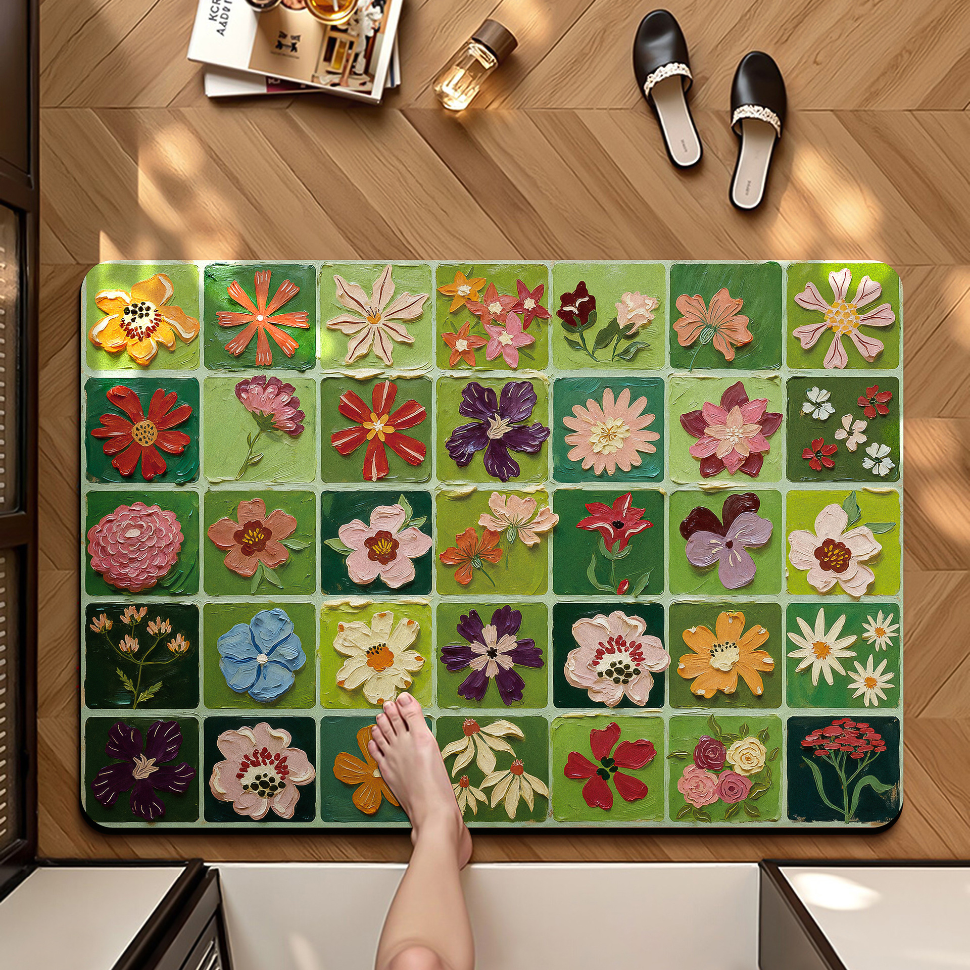 American Retro Bathroom Patio Lodo de Algas Cojín de absorción de agua puerta de baño antideslizante Pierna de baño alfombra de baño