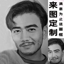 画像钉制真人照片素描代画画手绘肖像画人彩铅画油画