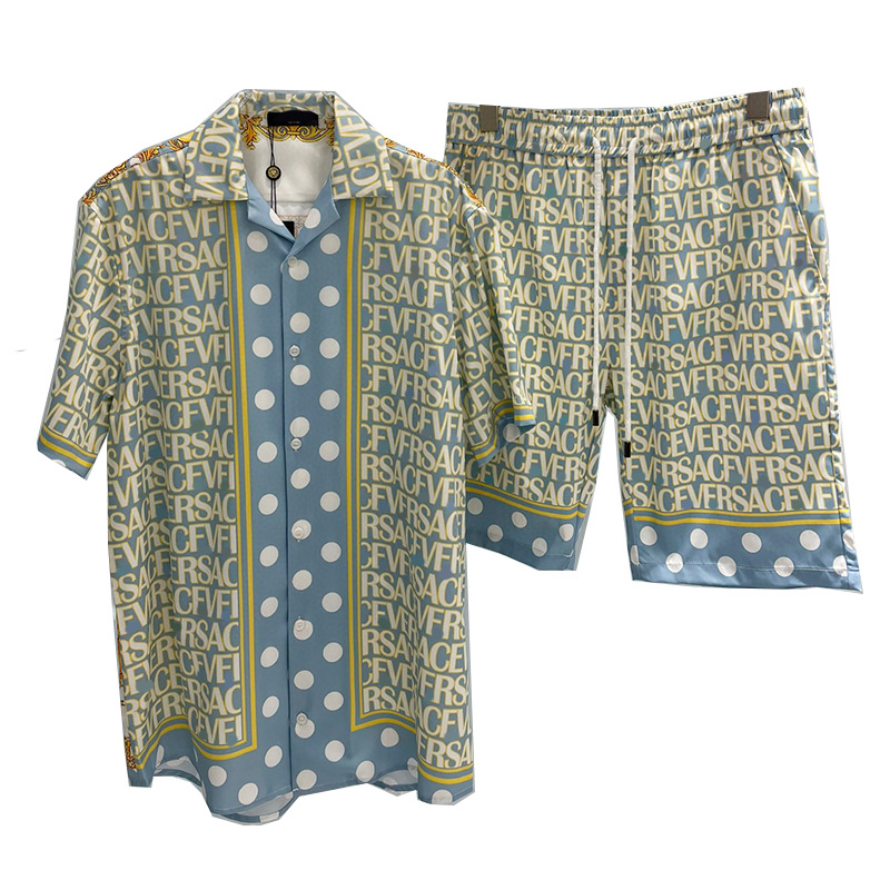 Camisas de manga corta y pantalones cortos de playa para hombre, estilo casual, moda europea y americana, tendencia transfronteriza, verano 2024