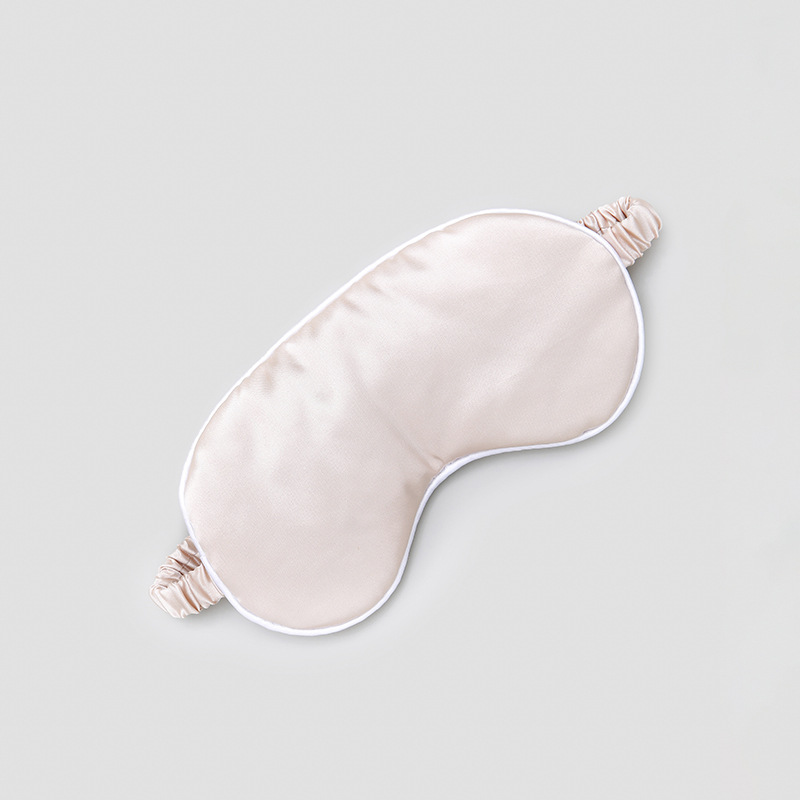 Máscara de ojo de seda artificial máscara de ojo de viaje de aire al por mayor Fábrica de sombreado correa elástica de viaje almuerzo máscara de ojo borde blanco