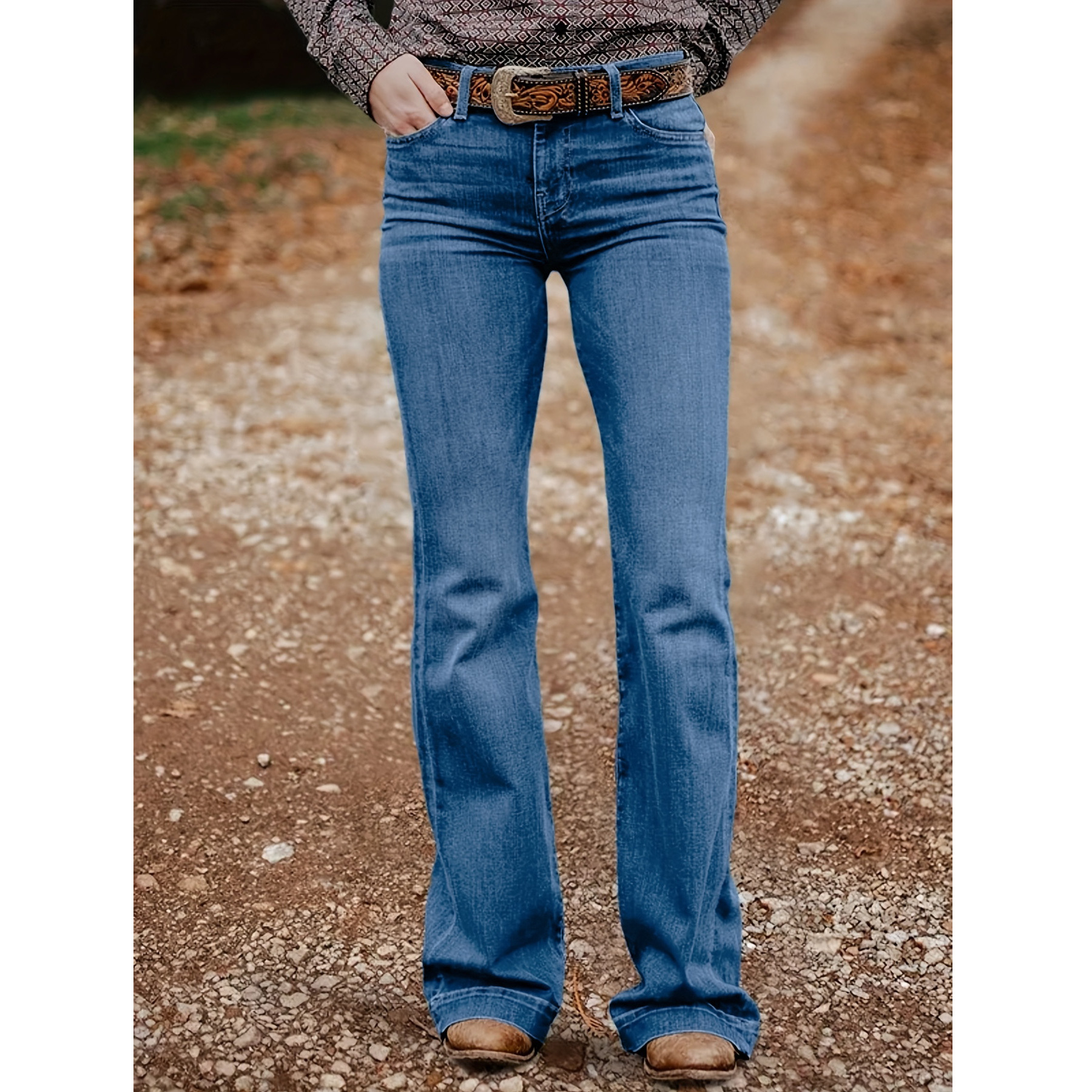 Women's Straight Leg Stretch Denim Jeans Embroidered Washed Vintage Style Casual New Arrival 2025_mkmklike.com