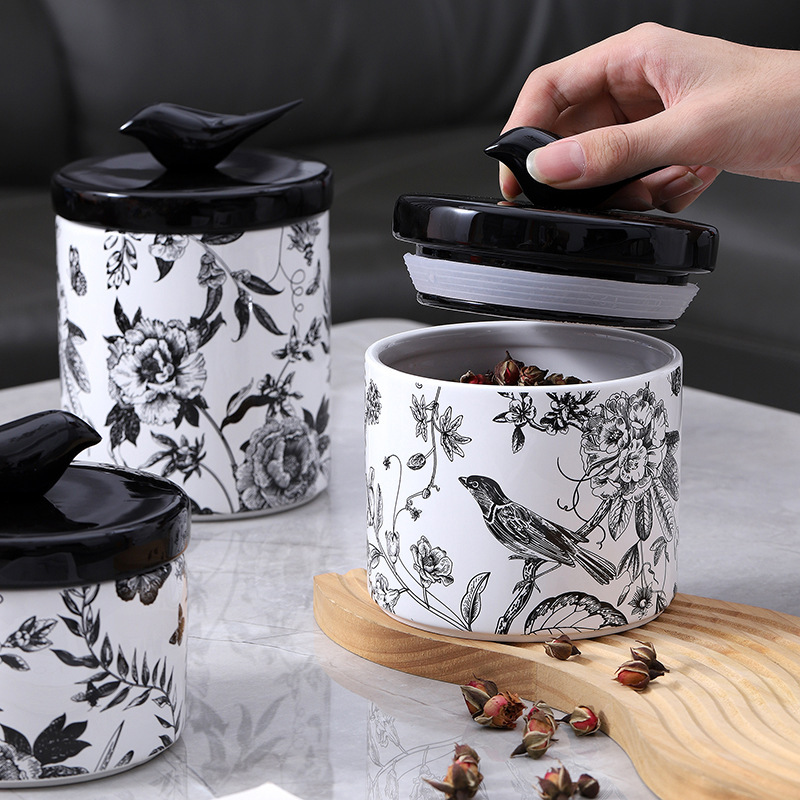 Medieval Style Kitchen Food-Grade Sealed Jar Ceramic Storage Jar Grain Storage Jar Coffee Bean Storage Container