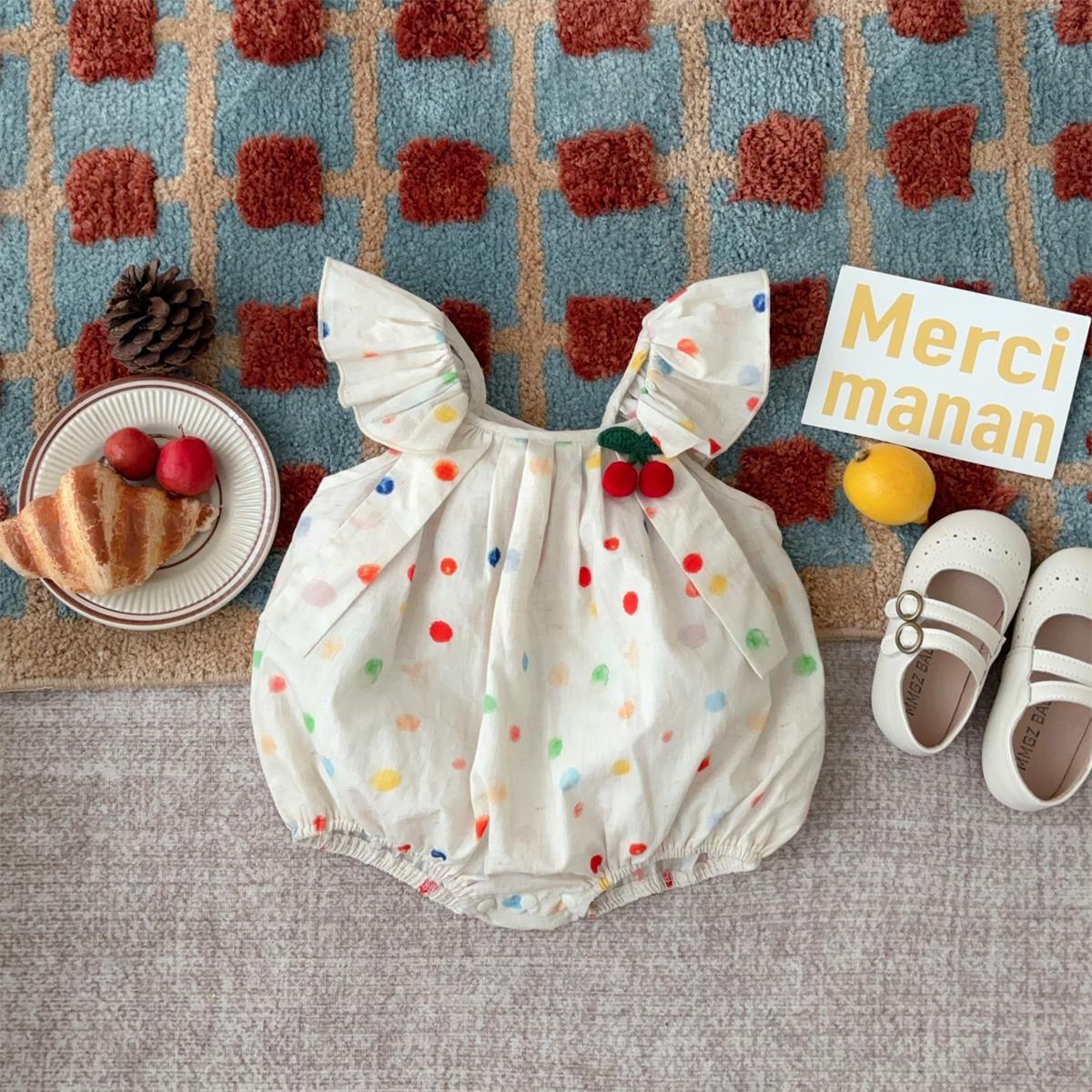 Ropa de bebé verano nuevo estilo princesa mampara mujer tesoro lindo pedo ropa de verano algodón fino manga voladora mono