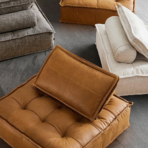 Piedmont modular sofa living room simple modern small apartment internet celebrity straight-line tofu block leather and fabric sofa