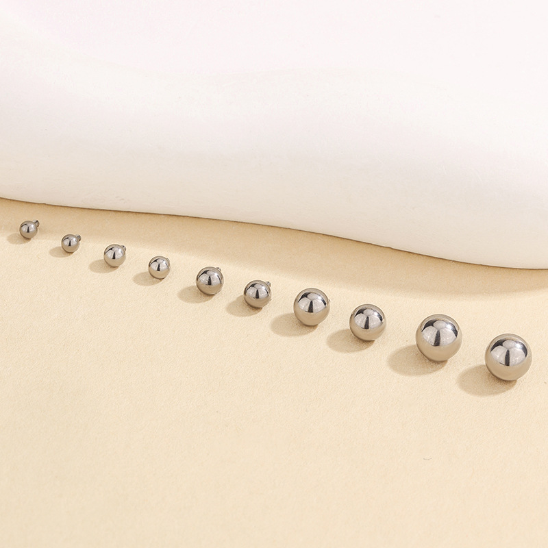 G23 Titanium Alloy Ear Studs With External Thread, Round Ball Basic Replacement Piercing Jewelry For Eyebrow, Tongue,_voghion.com