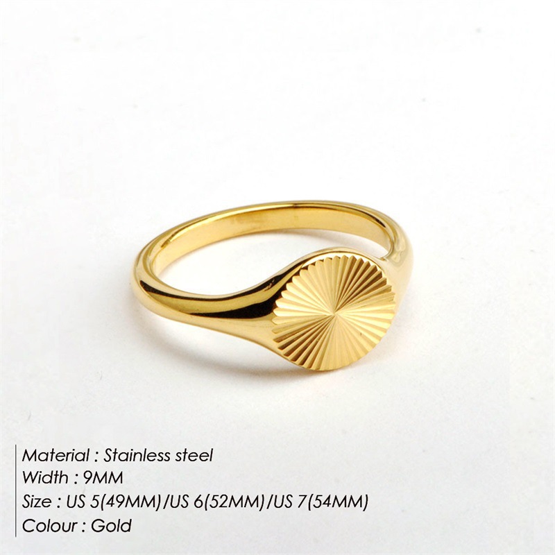 10g Weight 0.05µm-0.08µm Gold Plating Thickness PVD Coated Gold Plating Process 14K Real Gold Plated Plating Material Rings Classification Women's Men's Hip-Hop Punk Rings Waves Stainless Steel Men Signet Rings