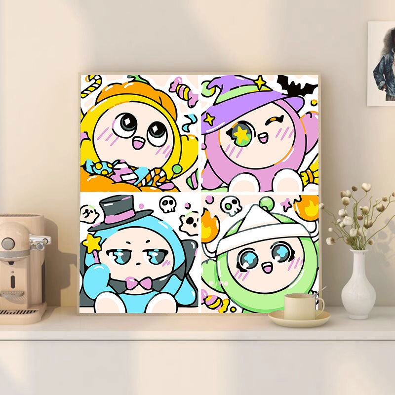 漫画 Q バージョンエッグマンパーティーシリーズ DIY デジタル油絵子供の手作り着色油絵装飾品卸売|undefined