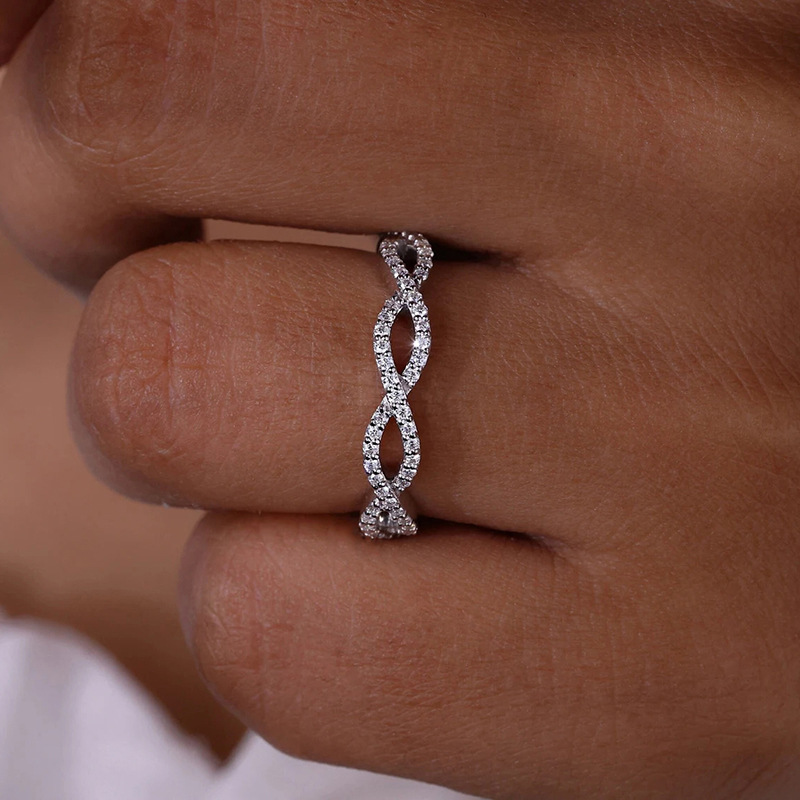 Geometric Pattern Wholesale Jewelry Elegant Modern Style Geometric Copper Zircon Rings