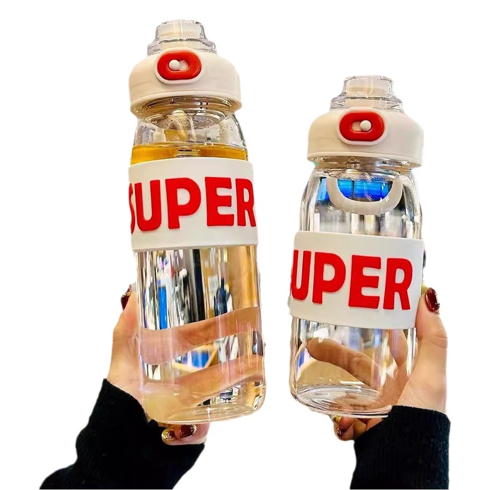 Taza de agua deportiva nueva, de vidrio resistente a altas temperaturas, gran capacidad para preparar té, diseño para niñas.