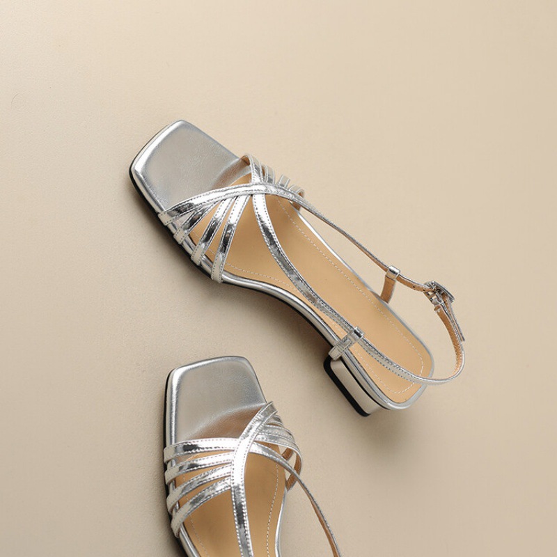 White woven summer sandals flat square toe open toe