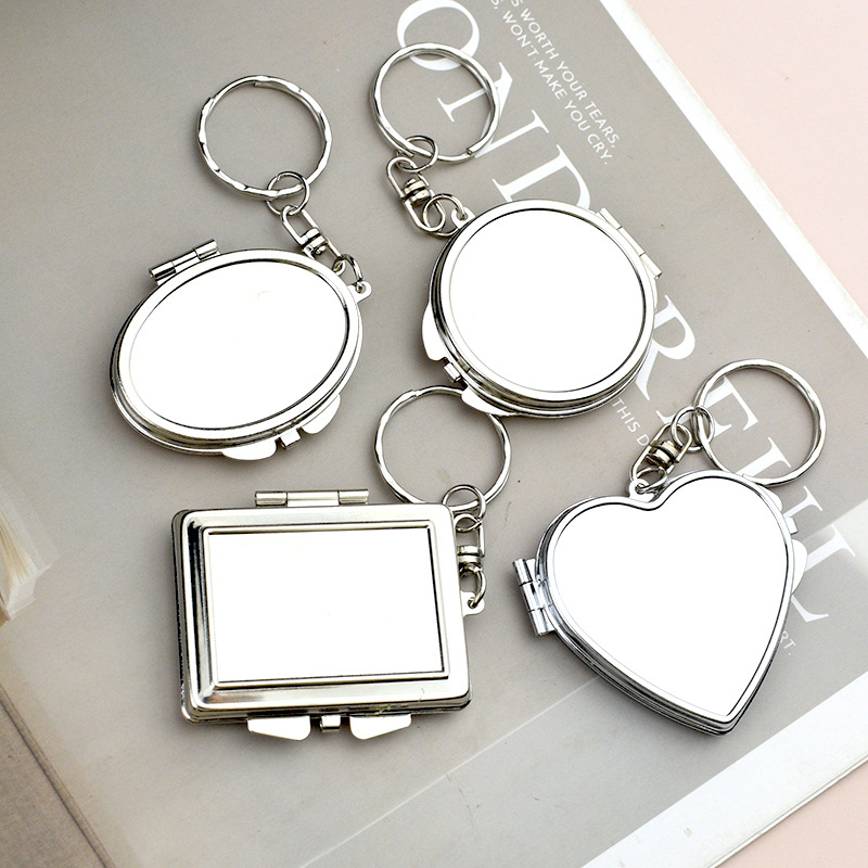 Keychain Small Mirror DIY Double-Sided Mirror Gift Wholesale Creative Pendant Metal Portable Key Ring