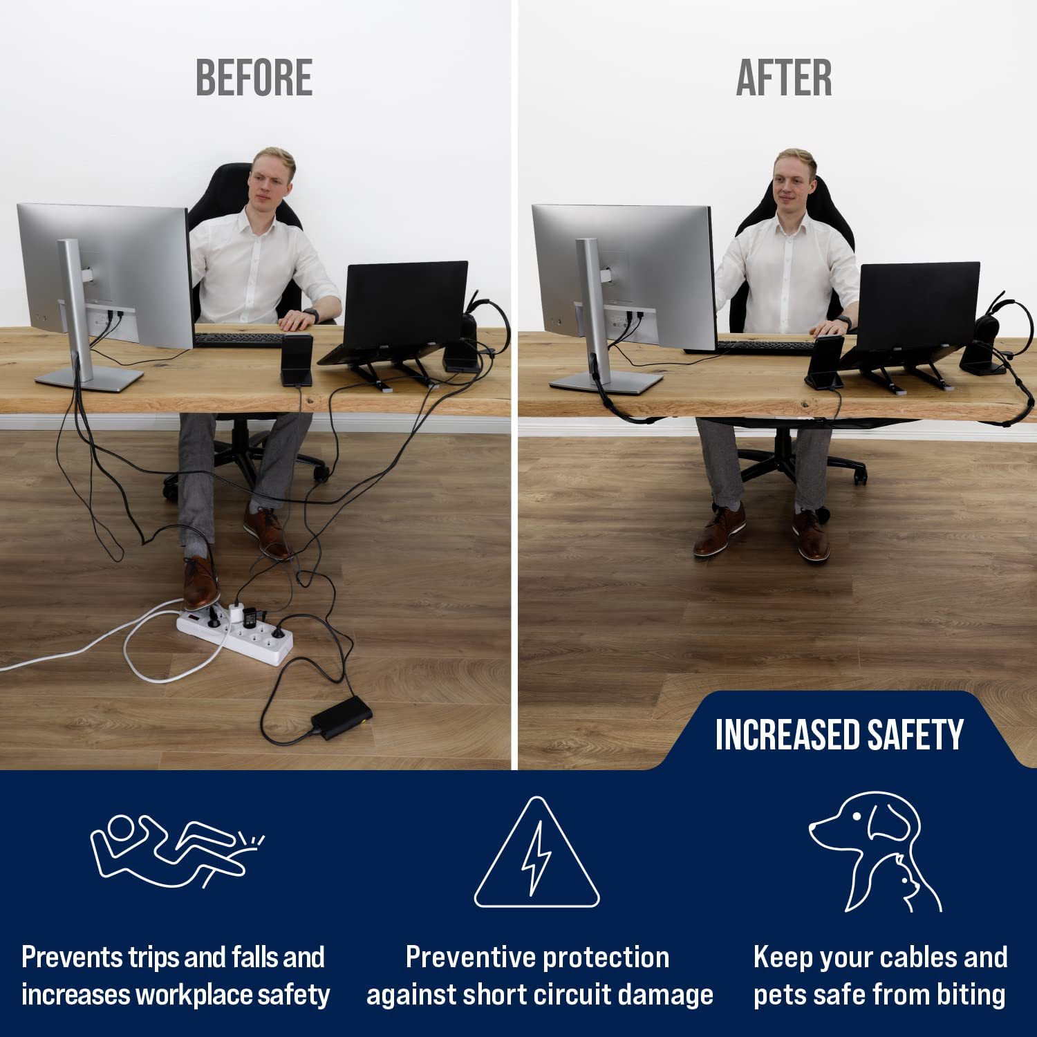 Conjunto de fondo de escritorio organizador de línea bolsa Gestor de cable bajo escritorio Red de bolsillo organizador de almacenamiento de alambre Winder