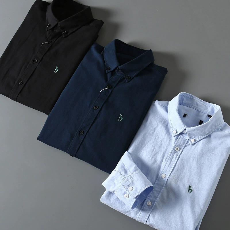 Вышитый логотип лошади! Удобно! Ферментированная рубашка для рукоделия, Мужская Новая деловая Повседневная рубашка с длинными рукавами