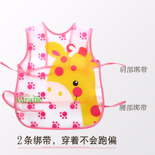 Summer children's EVA vest bib baby painting smock cartoon no-wash eating pocket reverse dressing sleeveless waterproof