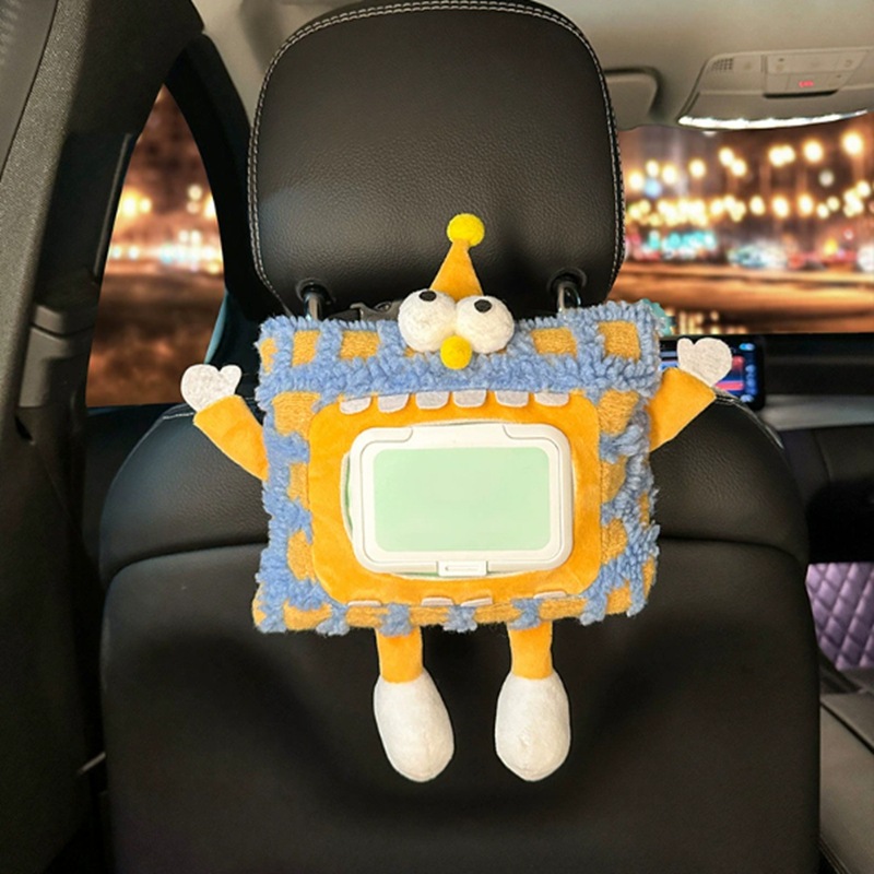Tissue Hanging Bag Funny: Che Zai Zhi Jin He Gua Shi Car tissue box/set - can-hold-wet-wipes-blue-square-funny-tissue