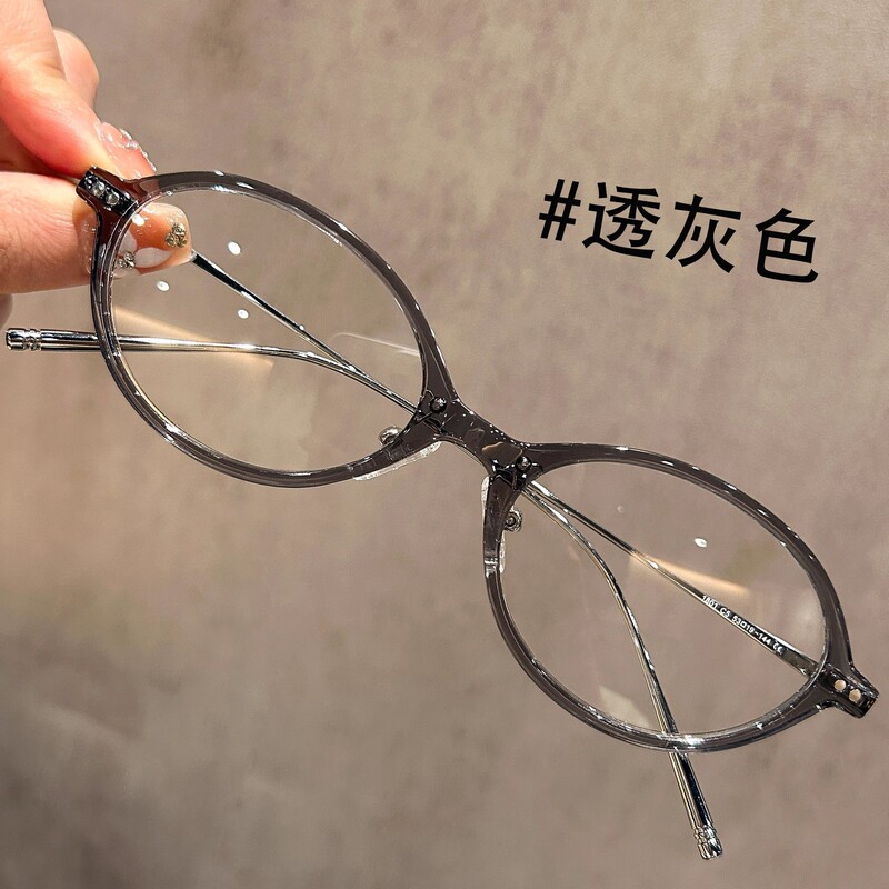 玳瑁书呆子椭圆框眼镜女复古老钱风近视可配度数超轻韩系眼睛镜框|undefined