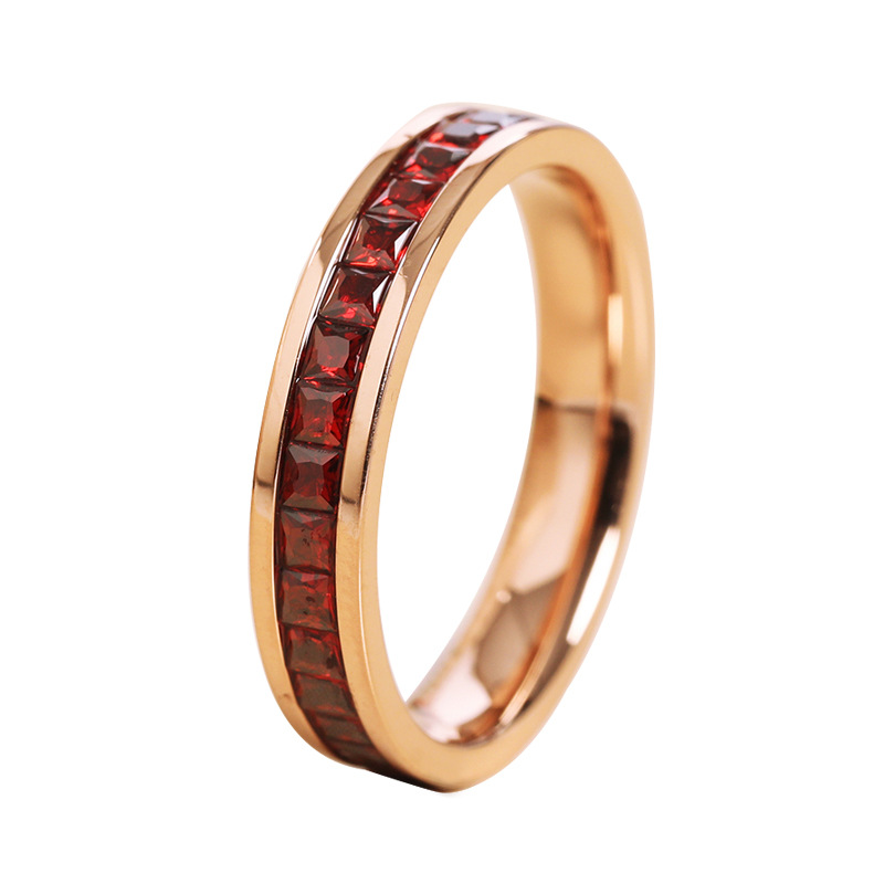 Fashion Solid Color Titanium Steel Plating Rhinestones Rings display picture 5