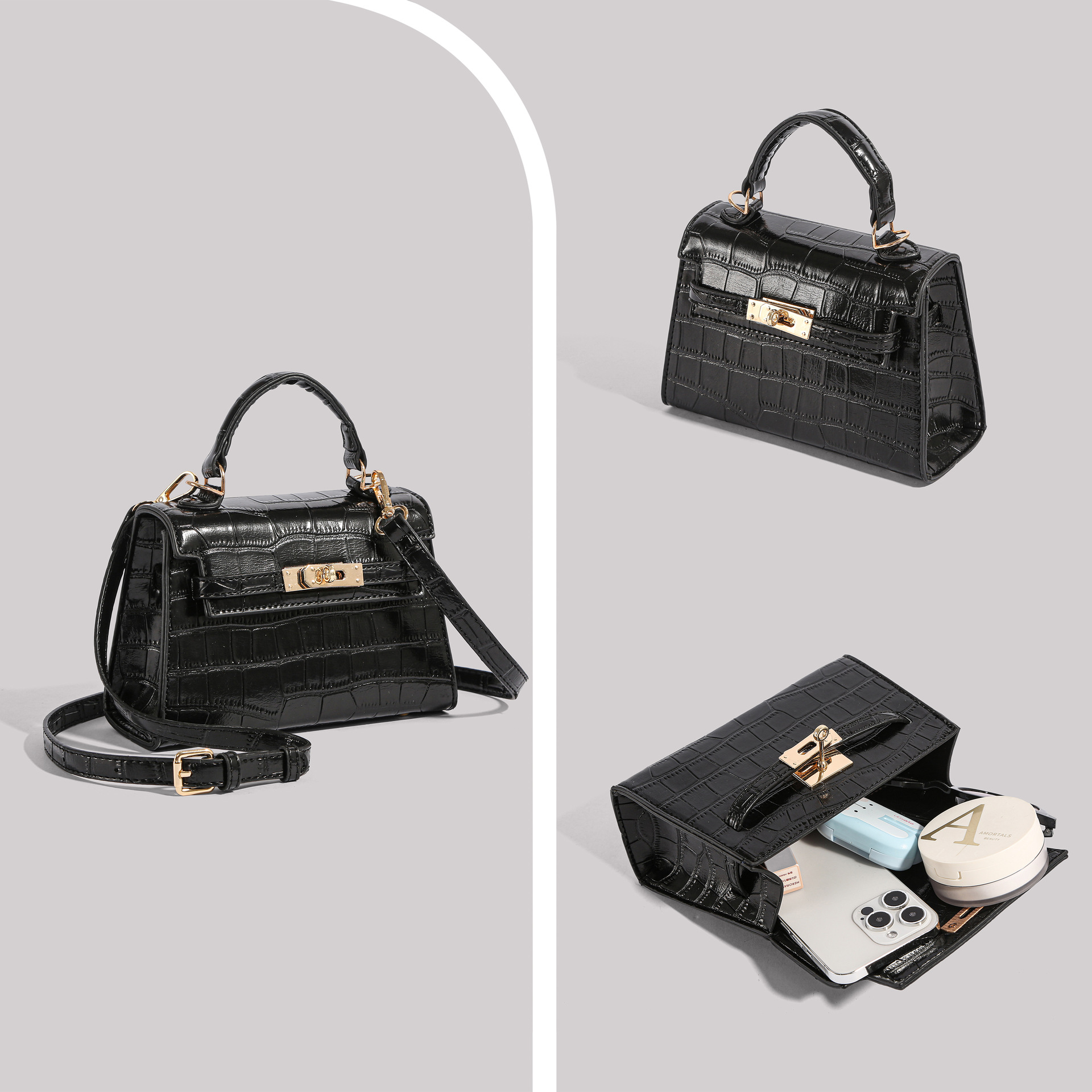 Los fabricantes venden directamente el nuevo bolso Kelly simple en 2025 con un bolso cuadrado pequeño y un bolso con patrón de cocodrilo.