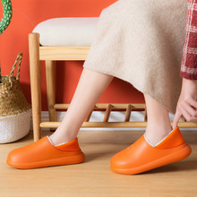 新款时尚保暖家居拖鞋女包跟防水防污月子鞋棉鞋后跟可踩棉拖
