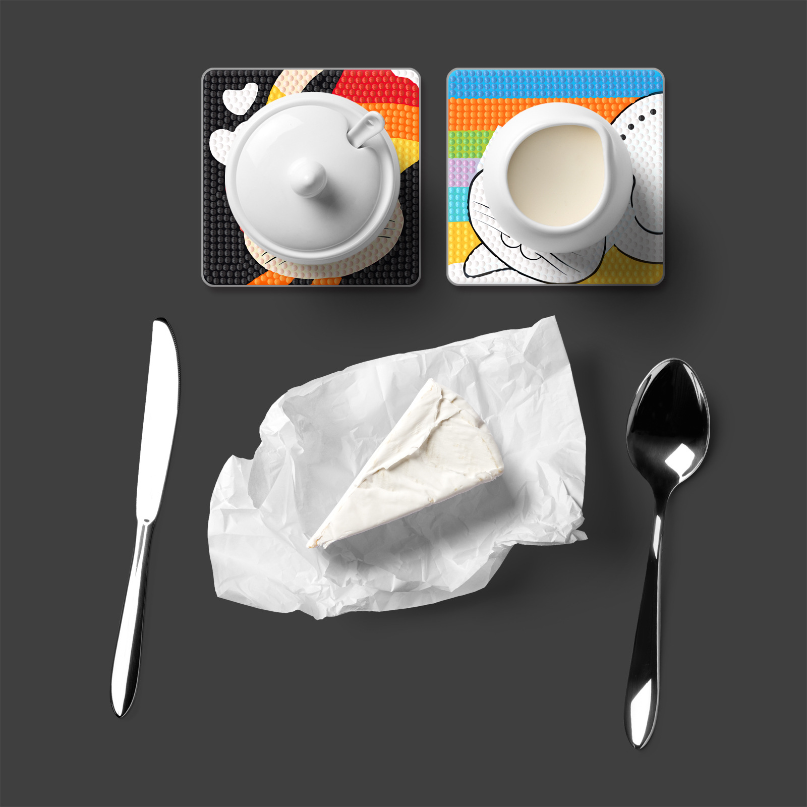 Accesorios para pintura con diamantes, herramientas artesanales para el hogar y la cocina, posavasos cuadrados creativos, posavasos acrílicos con forma de gato.