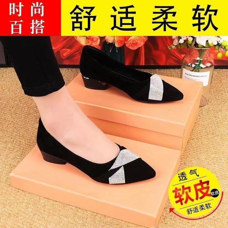 Elegant and Stylish Frosted Suede Pointed-Toe High-Heeled Shoes with a Shallow Opening and Thin Heel for Women, Suitable for Spring and Autumn Commuting