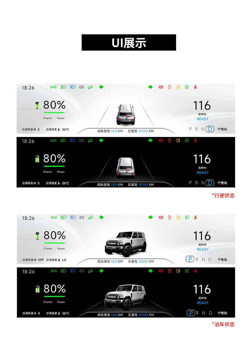 Suitable for iCAR V23 dashboard modification, right-hand drive LCD display screen assembly, original factory parts, Thai and English