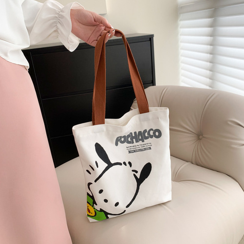Canvas bag for girls  high-looking cartoon shoulder bag niche design large capacity ins versatile handbag