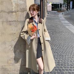 韩系复古撞色休闲风衣外套女春秋款2025新款气质英伦风中长款大衣
