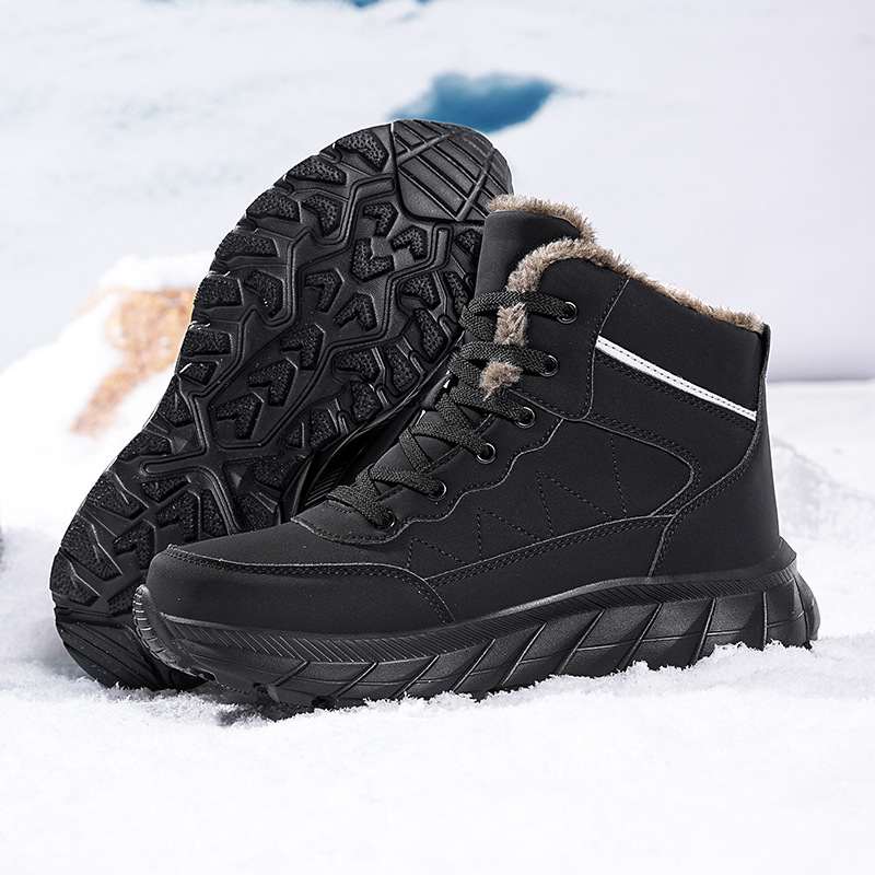 Botas de nieve transfronterizas de gran tamaño para hombres con terciopelo grueso antideslizante impermeable invierno calentado para hombres zapatos de algodón al aire libre del noreste