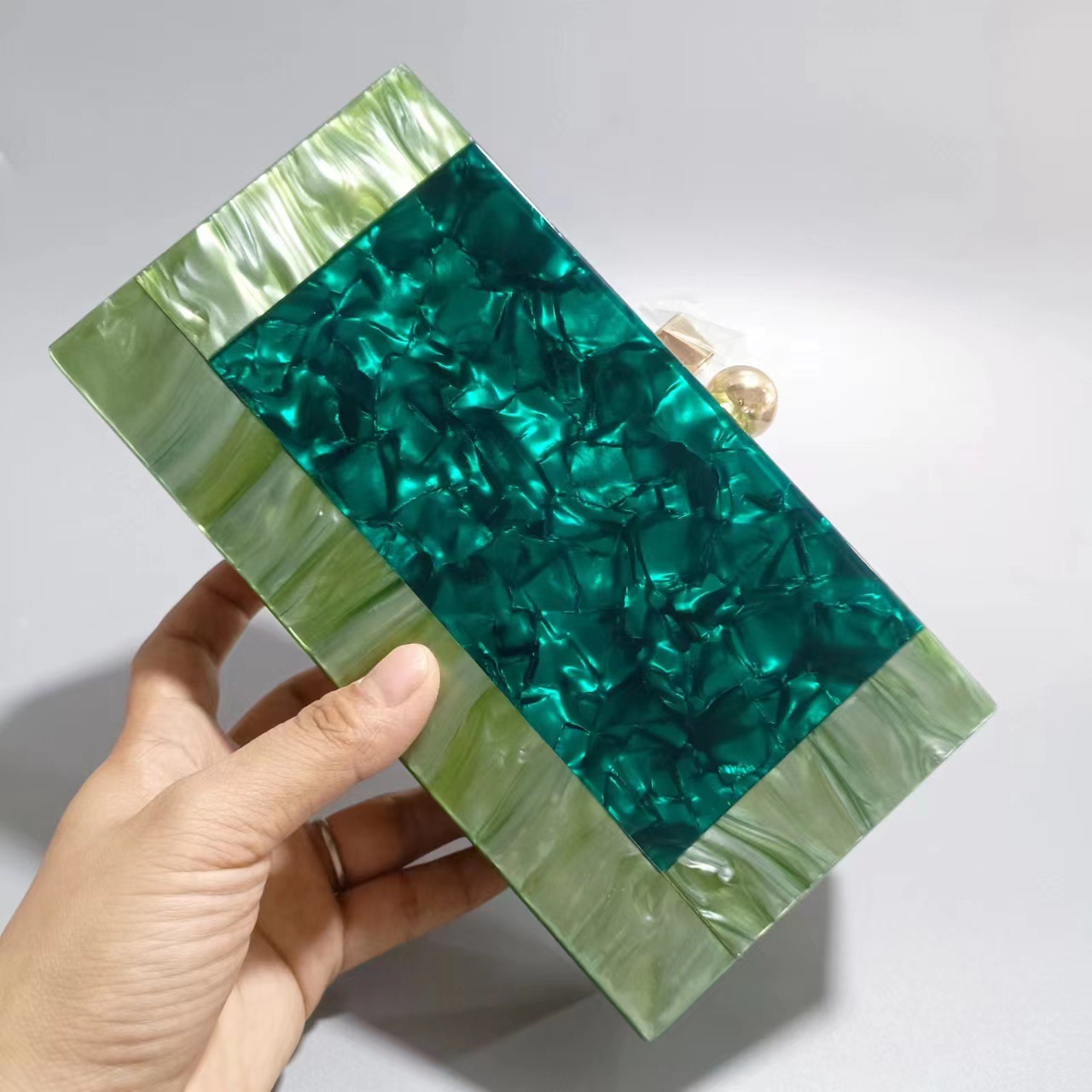 All Seasons Season Purple Green Black Arylic Marble Square Evening Bags