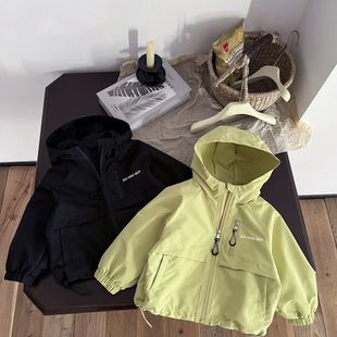 Boys 2025 New Spring and Autumn Jackets Children's Hooded Zipper Tops Little Boys Handsome Casual Jackets