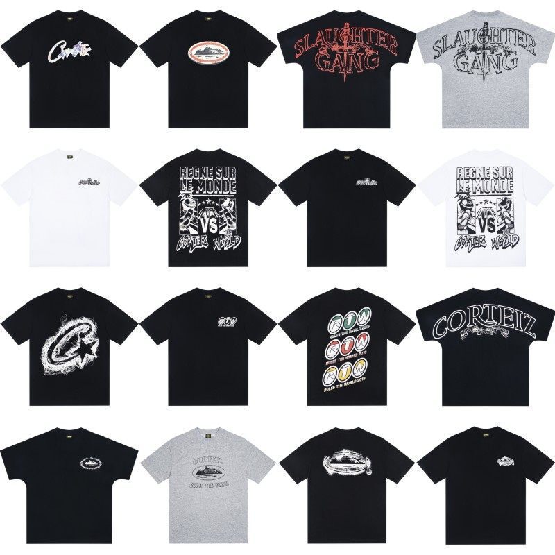 Long-Term Supply of American-Style Corteiz Alcatraz Short-Sleeve T-Shirts for Men, Ins Street Style T-Shirts, Summer High Street Half-Sleeve T-Shirts for Women