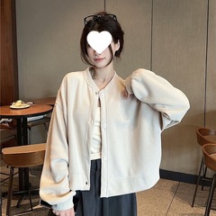 美式复古棒球开衫卫衣外套女装早春新款学生潮流宽松薄款夹克上衣